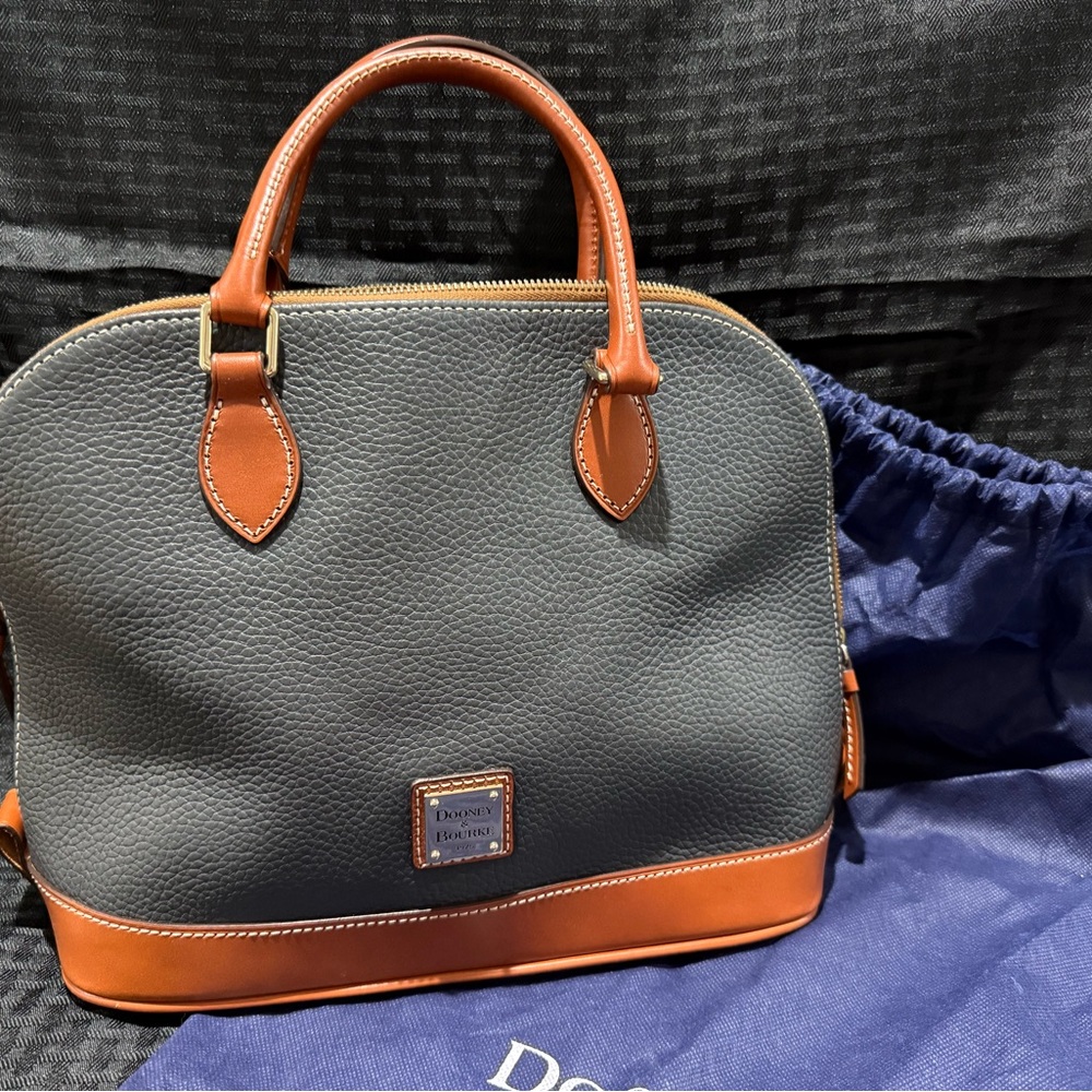 Dooney & Bourke Navy and Brown Leather Bag